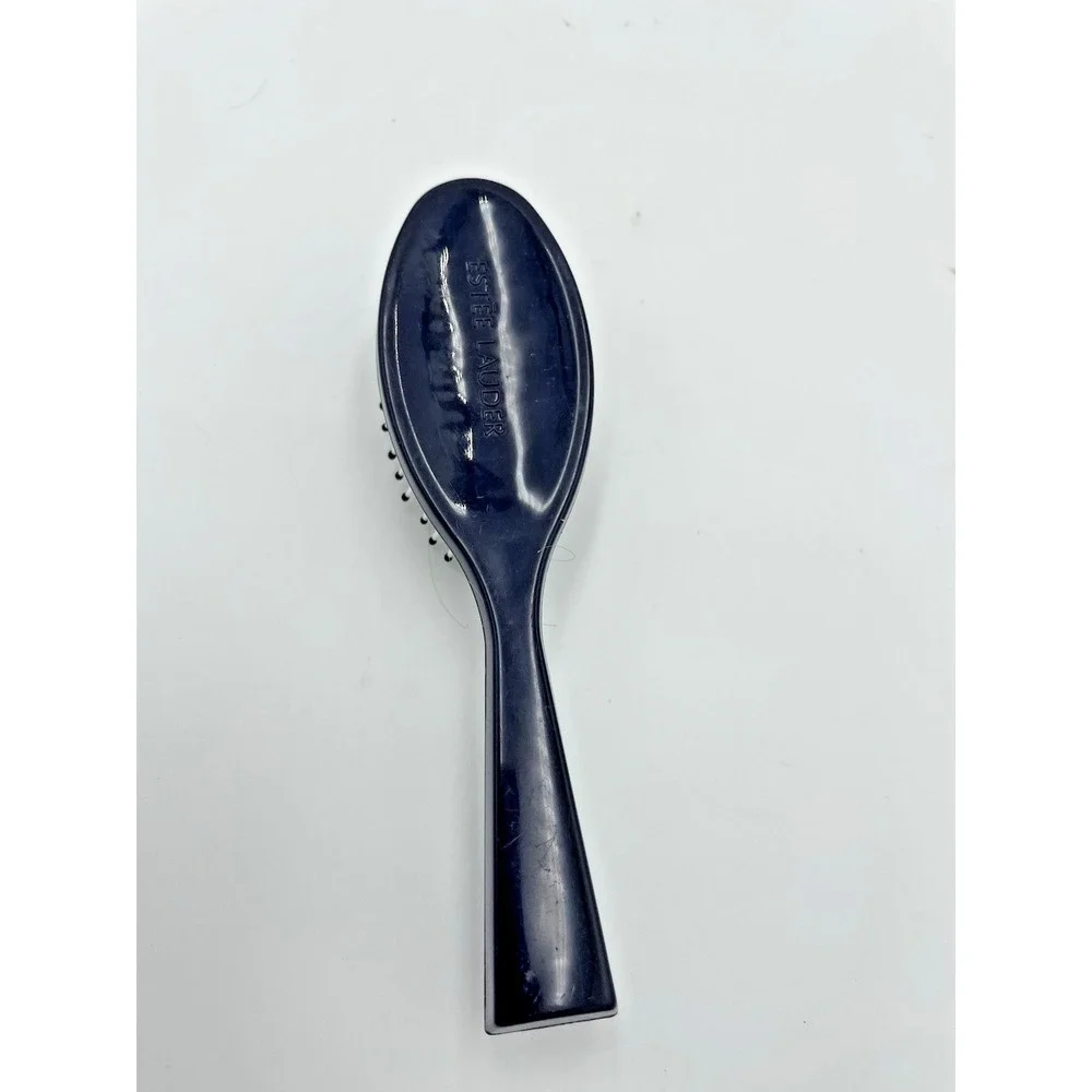 Estee Lauder Hair Brush Ball Tipped‎ Dark Blue Plastic Small Travel Purse 6.5